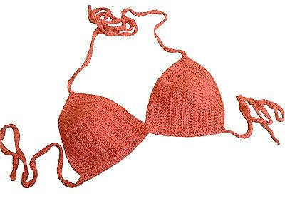 Knot in Love Coral Crush Crochet Bikini Bra Top - GottaGo.in