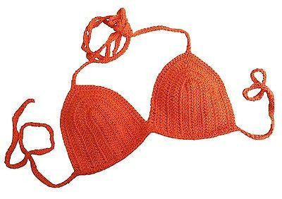 Knot in Love - Sunset Orange Hand Crocheted Bikini Top - GottaGo.in