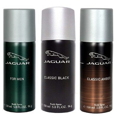 Jaguar Classic Black, Green & Amber Deodorants for Men (Set of 3 x 150 ml) - GottaGo.in