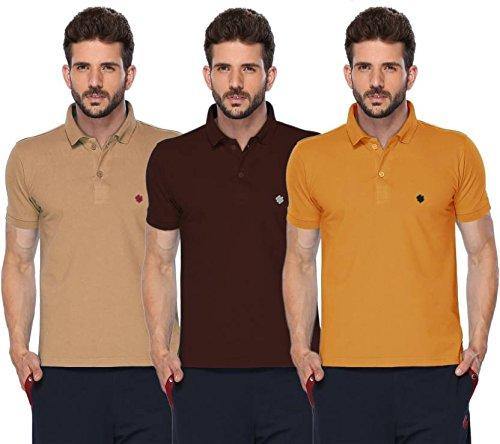 ONN Men's Cotton Polo T-Shirt (Pack of 3) in Solid Camel-Coffee-Mustard colours - GottaGo.in