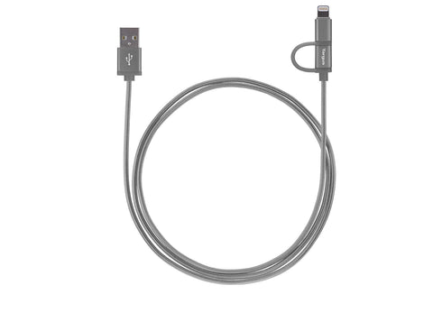Targus ACC995AP-50  ALU Series 2-in-1 (Lightning & Micro USB) Cable (1.2M) - Grey