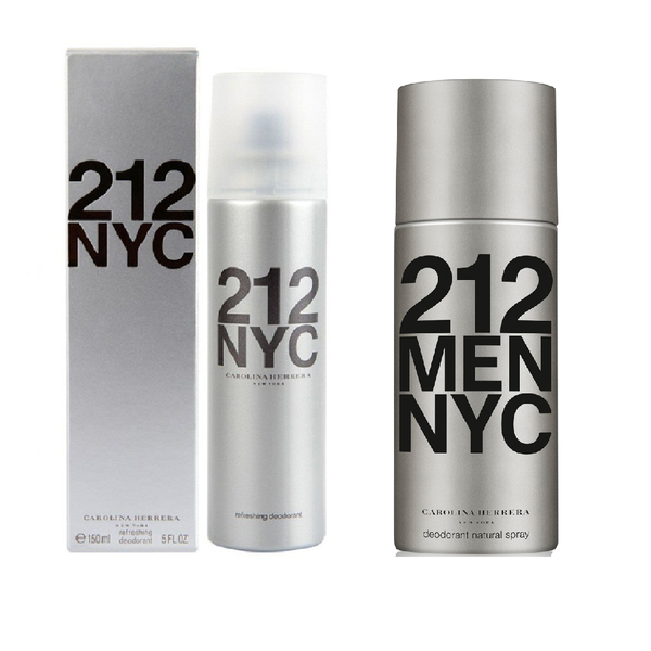 Set of Carolina Herrera 212 Deodorants (1 Men 150ml + 1 Women 150ml) - GottaGo.in