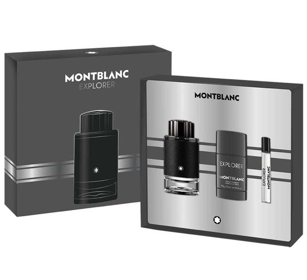 Mont Blanc Explorer Gift Set for Men - EDP 100ml + Travel Spray 10ml + Deo Stick