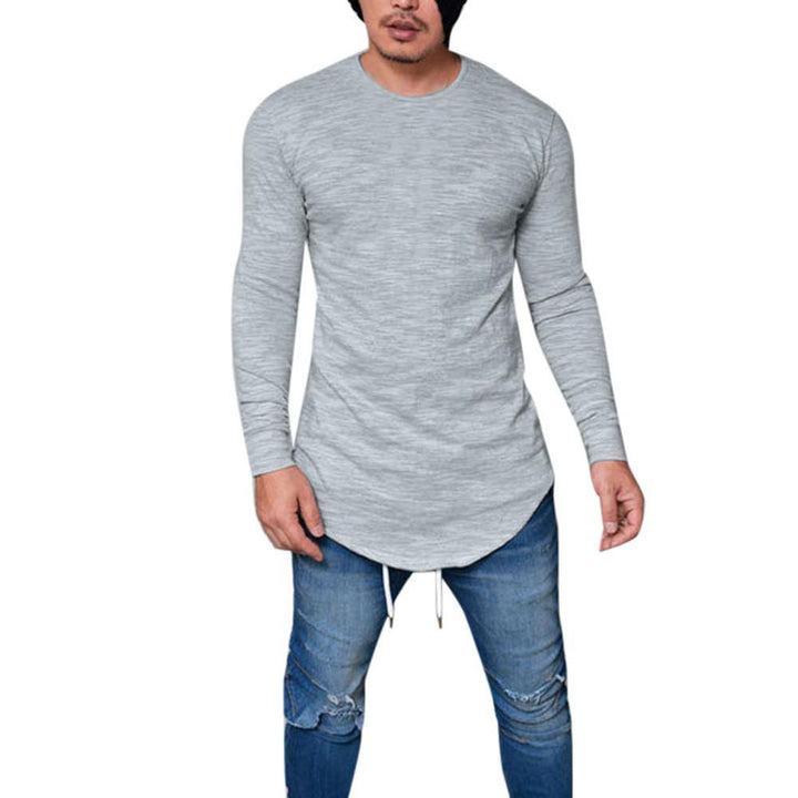 Men Slim Fit Round Neck Long Sleeve Muscle Tee T-shirt - GottaGo.in